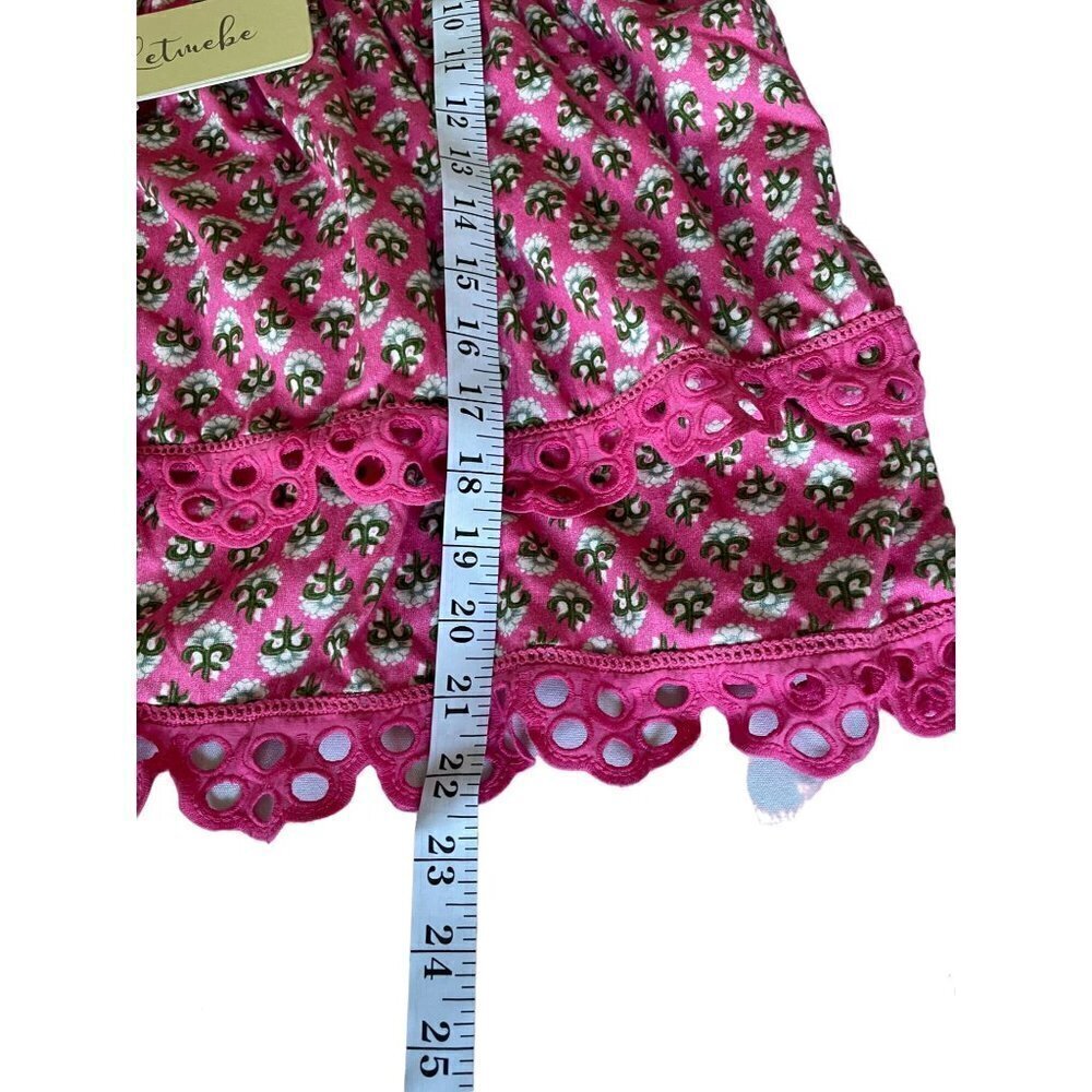 Anthropologie Letmebe Women's Top Shirt Blouse Size XL Hand Crafted Pink Rose Ne - Picture 13 of 13